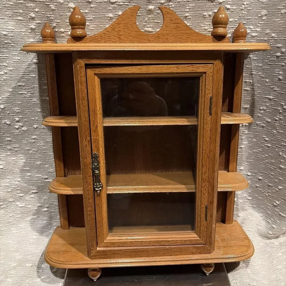 Wooden Curio Display Cabinet Vintage 16.5